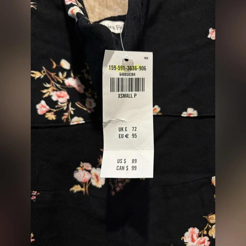 Abercrombie & Fitch Twist Floral Black Midi Dress XSP - Picture 5 of 7